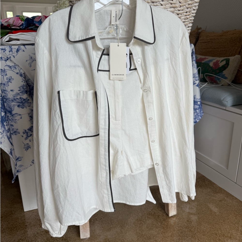 Commense White Blouse and Shorts Set NWT - Picture 4 of 8